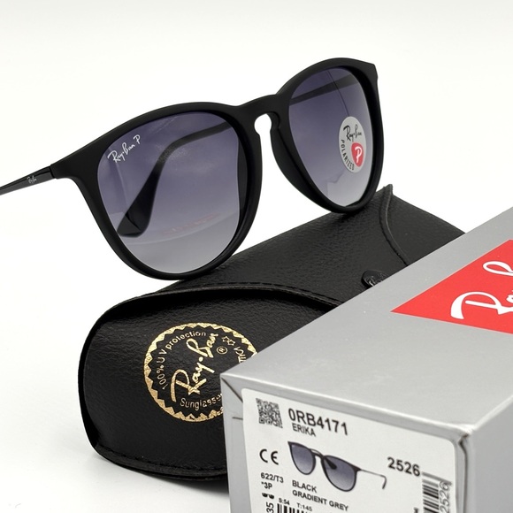 Ray-Ban Accessories - Erika Model RB4171 Black Polarized Sunglasses by Ray-Ban Matte Frame 54-18-145